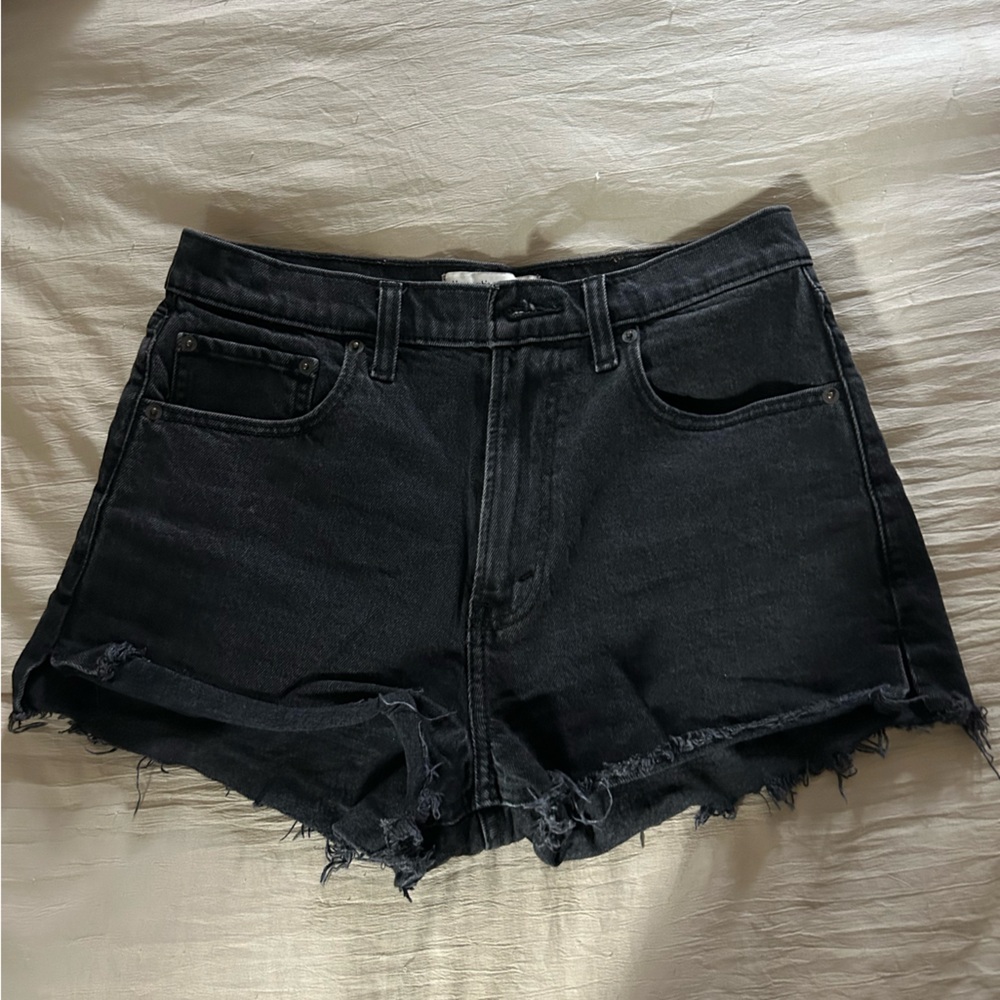 Abercrombie & Fitch Black Jean Shorts Distressed Cut-Off Style